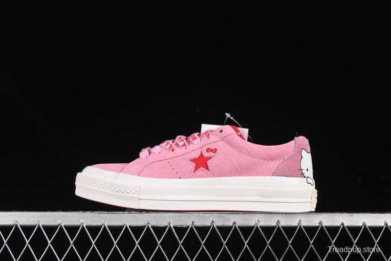 Converse One Star Hello Kitty Collaboration Low Top Casual Sneakers with Embroidered Bow - 362941C