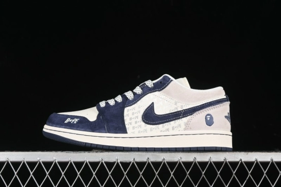 Nike Air Jordan 1 Low BAPE Collaboration Retro Basketball Shoes - WG8850-015