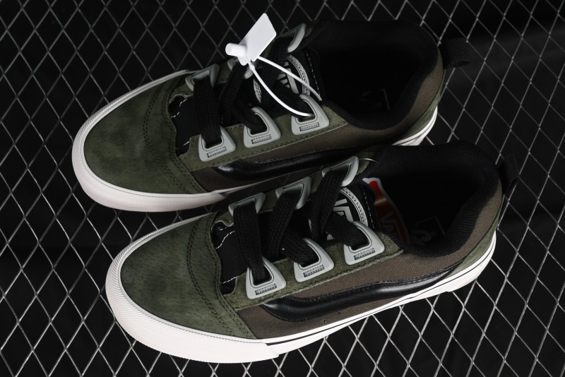 Vans Knu Skool DR White Black Green Chunky Sneakers - VN000CZU50K