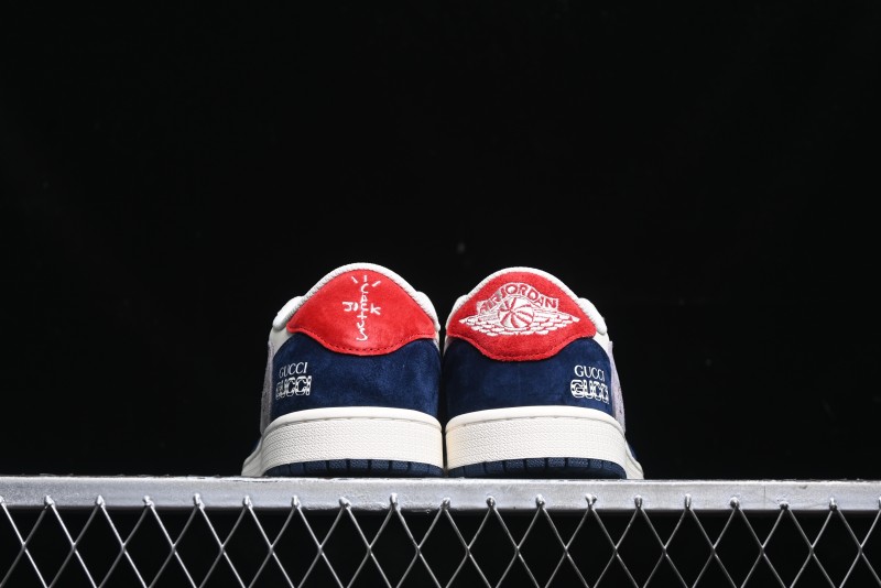 Nike Travis Scott x Fragment Design x Air Jordan 1 Low OG SP AJ1 Multi-Color Patchwork Low-Top Casual Sneakers - DM7866-039