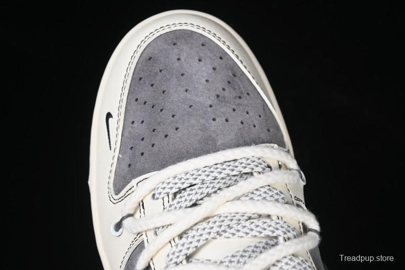 Nike SB Dunk Low Supreme Collaboration - Strap Light Gray Hook Anniversary High-End Custom Low-Top Casual Skate Shoes - YX5066-210
