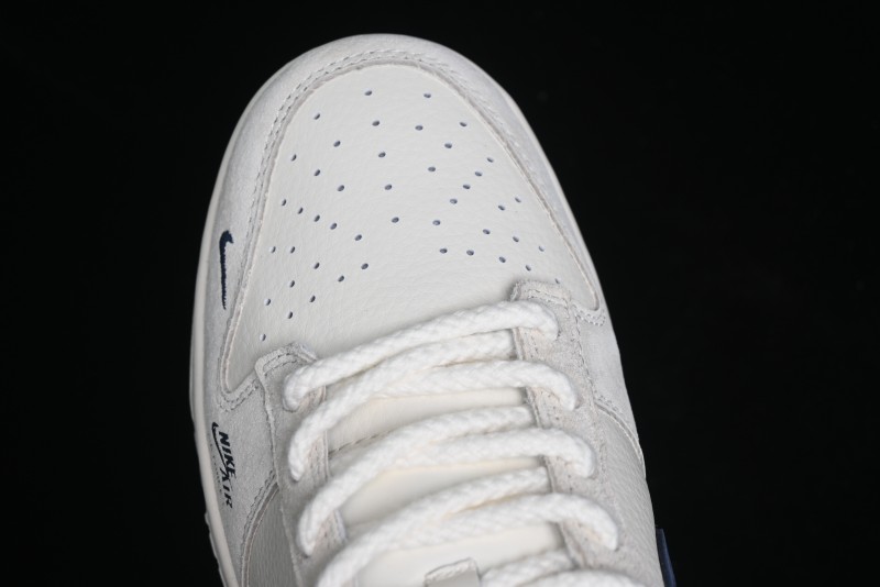 Nike SB Dunk Low Supreme x Stussy Triple Collaboration - Off White Navy Swoosh Anniversary High-End Custom Low-Top Casual Skate Shoes - SJ2068-271