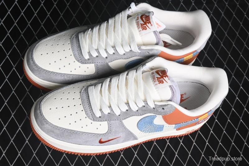 Nike Air Force 1 '07 Low Stussy Collaboration - Grey Brown Flyknit Low-Top Casual Sneakers - KK1988-025