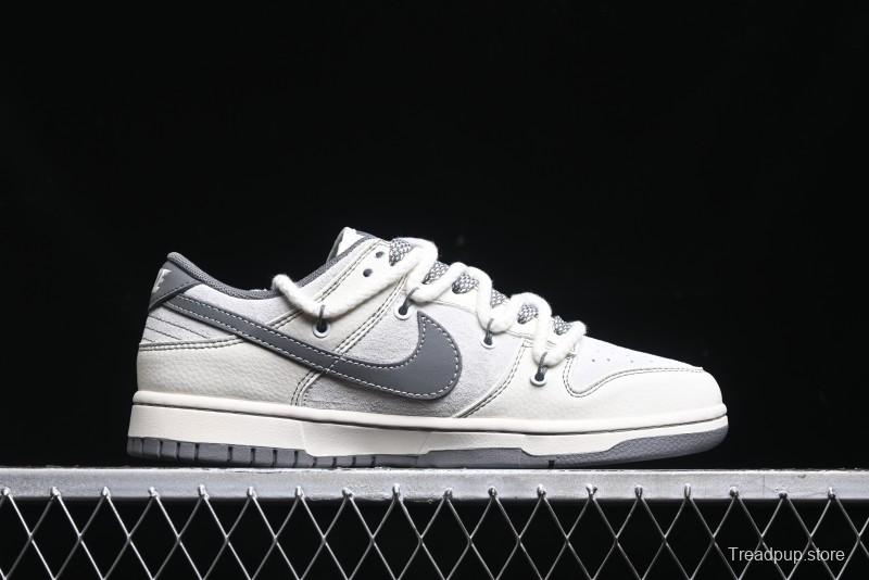 Nike SB Dunk Low Supreme x Stone Island Triple Collaboration - Strap Patch Gray Hook Anniversary High-End Custom Low-Top Casual Skate Shoes - YX5066-203