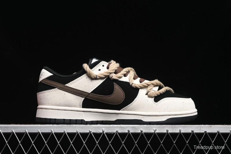 Nike Dunk Low Retro Casual Sneakers with Little Panda and Dopamine Mocha Design - DD1391-100