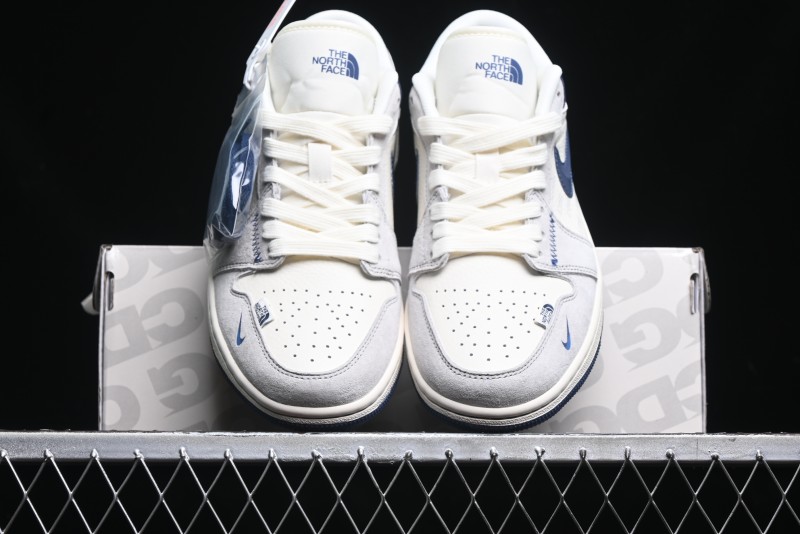 Nike Air Jordan 1 Low AJ1 The North Face Collaboration - Custom High-End Retro Basketball Shoes with Blue Swoosh - DM9188-010
