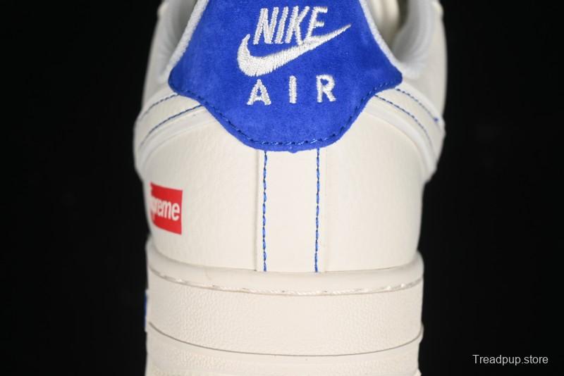 Nike Air Force 1 '07 Low Supreme Collaboration - Off White Navy Blue Low Top Casual Sneakers SJ6698-004