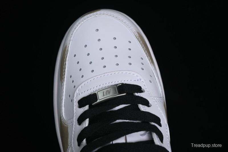 Nike Air Force 1 '07 Mid Hand-Painted Olive Green with Swoosh Shadow Strap Mid-Top Casual Sneakers - CW2289-111