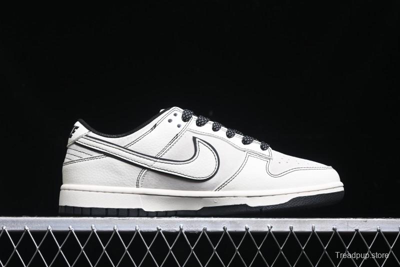 Nike SB Dunk Low Stussy Collaboration - Beige Black Line High-End Custom Low-Top Casual Skate Shoes - BB7518-008