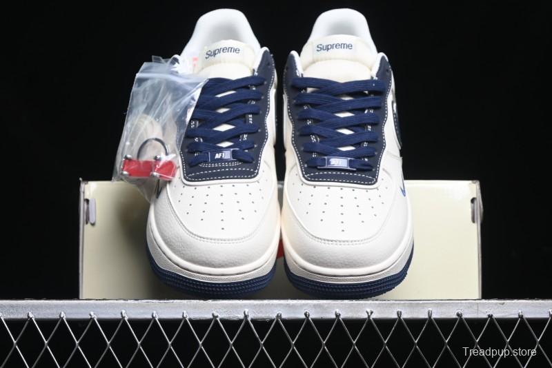 Nike Air Force 1 '07 Low Stone Island x Supreme Collaboration - Navy Blue & Off-White Low-Top Casual Sneakers - BB1616-302