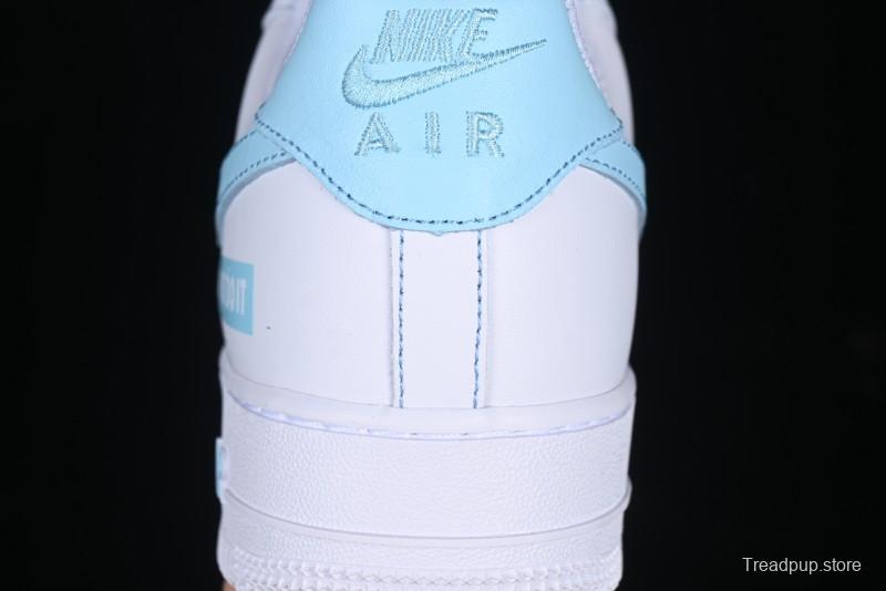 Nike Air Force 1 '07 Low Casual Sneakers with White & Blue Swoosh - CW2288-026