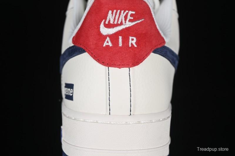 Nike Air Force 1 '07 Low Supreme Collaboration Sneakers with Red Tab and Blue Swoosh - BB7518-021