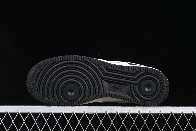 Nike Air Force 1 '07 Low Stussy Collaboration - Beige Black with Red Tab Low-Top Casual Sneakers - SJ6698-014
