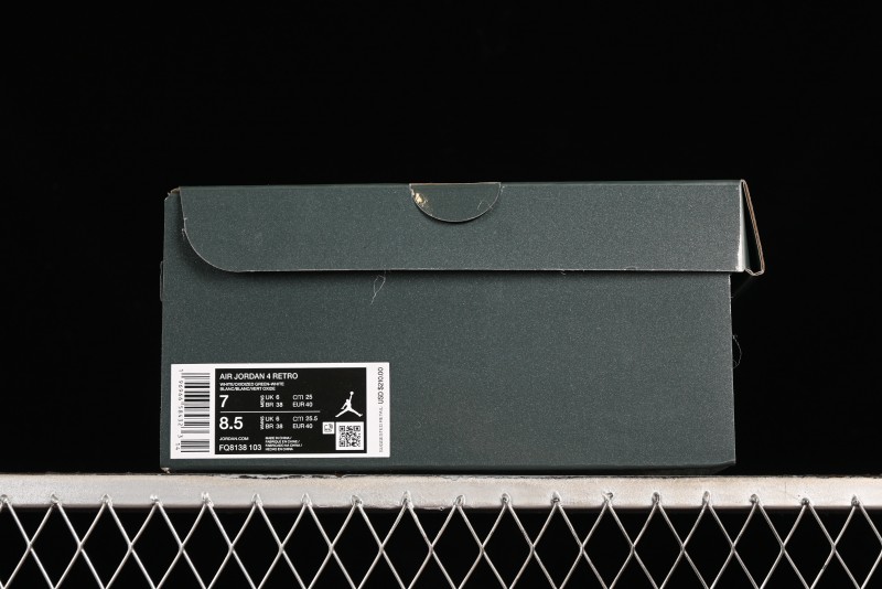 Nike Air Jordan 4 Retro Sneakers with Oxidized Green Accents and Visible Air Cushion - AQ8138-103