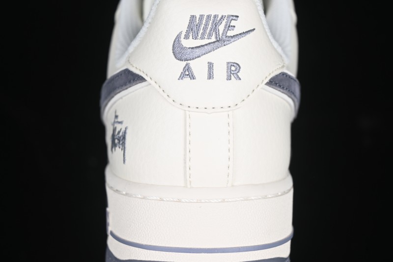 Nike Air Force 1 '07 Low Stussy Collaboration Beige Grey Embroidered Swoosh Low-Top Casual Sneakers - DM6688-003