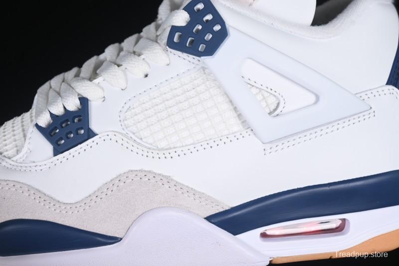 Nike SB x Air Jordan 4 Retro "Navy" White Blue Basketball Shoes - DR5415-100