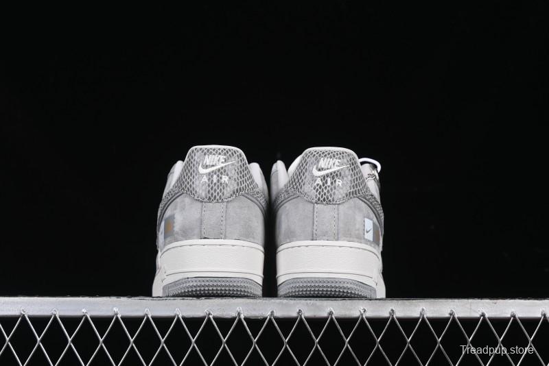 Nike Air Force 1'07 Low The North Face Collaboration Pig Grey Snake Print Low-Top Casual Sneakers - DF0188-027