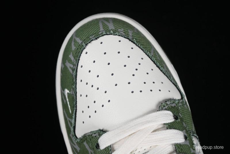 Nike SB Dunk Low MLB Collaboration - Green Denim Anniversary Custom Low-Top Casual Skate Shoes - DQ1098-345