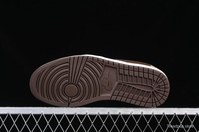 Nike Travis Scott x Fragment Design x Air Jordan 1 Low OG SP AJ1 Snake Year Limited Brown Snake Print Low Top Casual Sneakers - DM7866-074