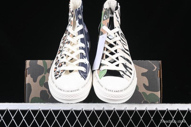 Converse x Brain Dead High Top Casual Sneakers with Mismatched Camouflage Design - A12219C