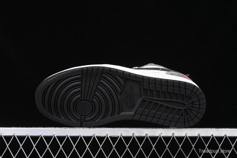 Nike Air Jordan 1 Low Retro Basketball Shoes with Custom Stussy Grey Snake Design - FC1688-202