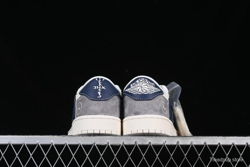 Nike Travis Scott x Fragment Design x Air Jordan 1 Low OG SP AJ1 Retro Sneakers with Reverse Swoosh - CF3688-066