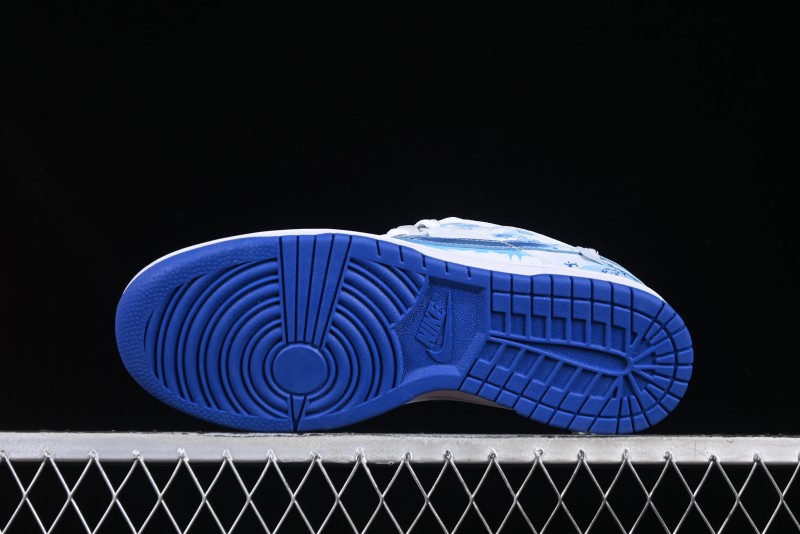 Nike Dunk Low Blue and White Porcelain Theme Casual Sneakers - DV0831-104
