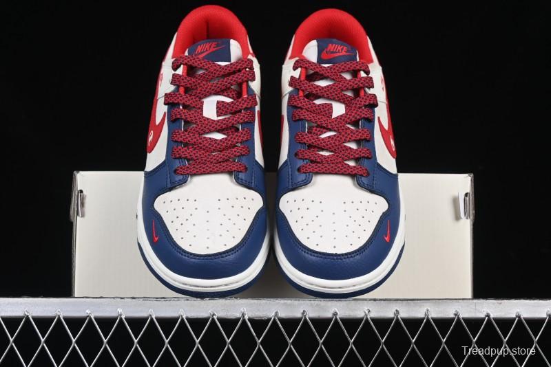 Nike SB Dunk Low Edison Chen Collaboration Blue Red Swoosh Anniversary Custom Low-Top Casual Skate Shoes - DJ2024-099