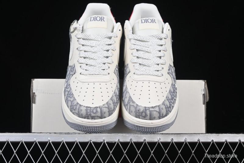 Nike Air Force 1 '07 Low Dior Collaboration - Grey Pattern Low-Top Casual Sneakers - DF0188-021