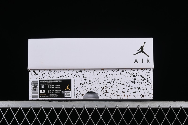 Nike Air Jordan 4 Retro Sneakers with Metallic Gold Design - AQ9129-170