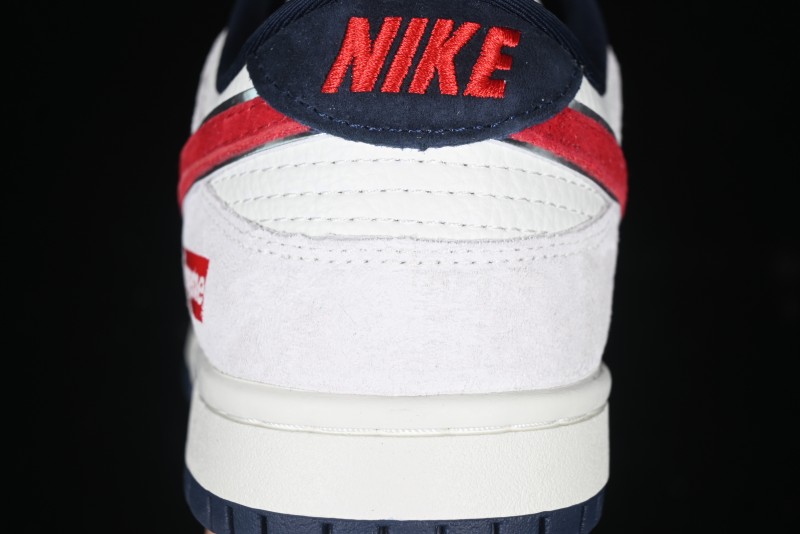 Nike SB Dunk Low Supreme Collaboration - Grey Pig Suede with Red Swoosh Anniversary Custom Edition Low-Top Casual Skate Shoes - CH8311-232