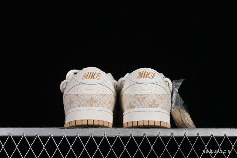 Nike SB Dunk Low LV Collaboration - Yellow Denim Print Anniversary High-End Custom Low-Top Casual Sneakers - SJ2068-247