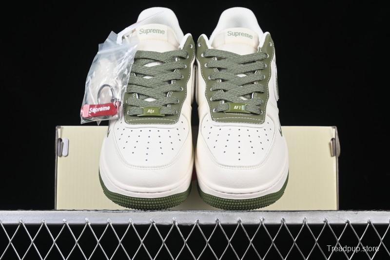 Nike Air Force 1 '07 Low Stone Island x Supreme Collaboration Beige Green Swoosh Low-Top Casual Sneakers - BB1616-301