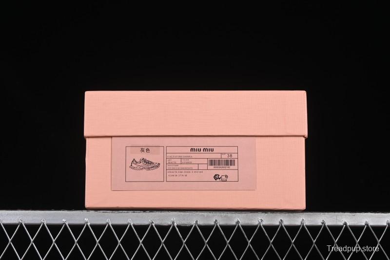 Miu Miu Suede Round Toe Lace-Up Low Top Women's Casual Shoes - 99D4