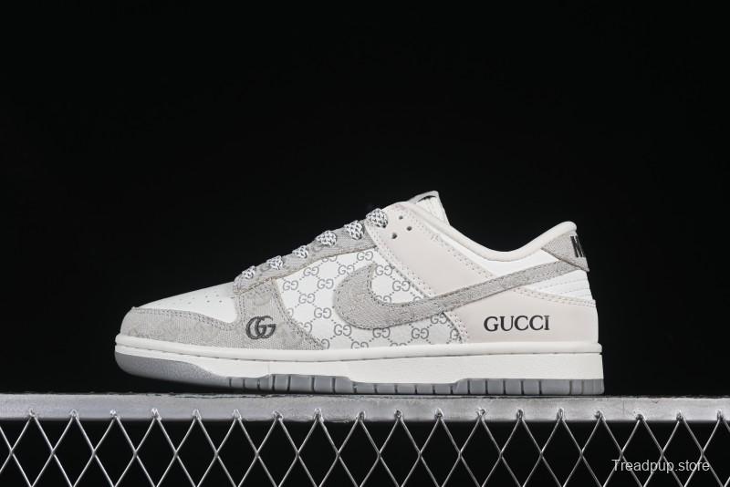 Nike SB Dunk Low Gucci Collaboration Beige Grey Denim Anniversary Custom Low-Top Casual Sneakers - CH8311-239