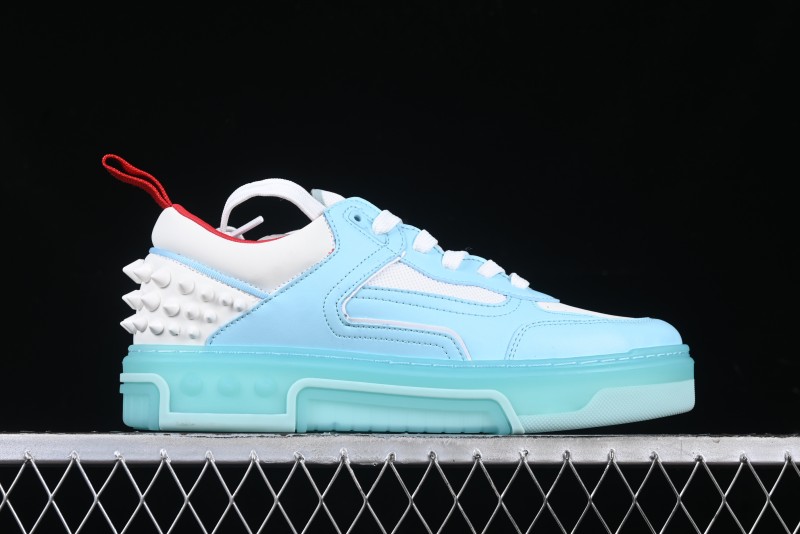 Christian Louboutin Funnyto Flat Comfortable Fashion Low-Top Sneakers with Raw Ice Blue Sole - X.D4
