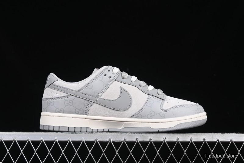 Nike SB Dunk Low Gucci Collaboration Dark Pattern Grey Swoosh Anniversary Custom Low-Top Casual Skate Shoes - DM6868-013