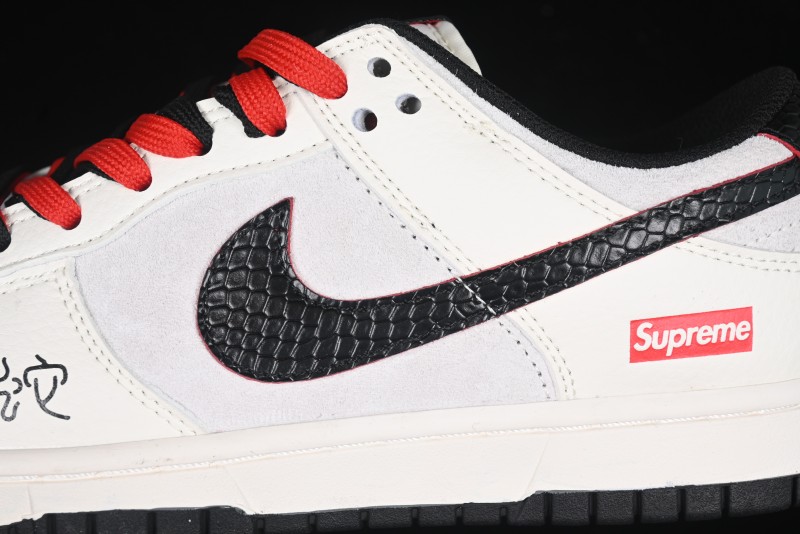 Nike SB Dunk Low Year of the Snake Series - Black Snakeskin with Black Swoosh Anniversary Custom Low-Top Casual Skate Shoes - DM6868-012