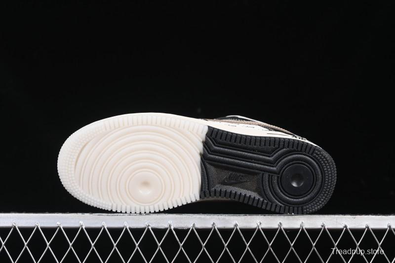 Nike Air Force 1 '07 Low Stussy Collaboration Black Leather & Gum Sole Low-Top Casual Sneakers - CH6336-519