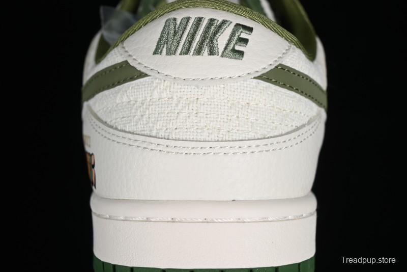 Nike SB Dunk Low Gucci Collaboration - Beige Green Woven Fabric Anniversary High-End Custom Low-Top Casual Skate Shoes - DQ1098-368