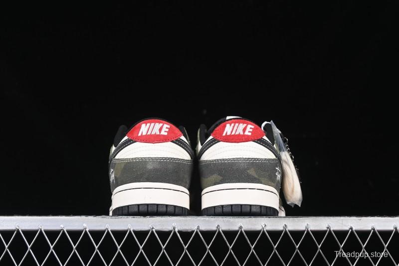 Nike SB Dunk Low Stussy Collaboration - Camo Black Swoosh Anniversary High-End Custom Low-Top Casual Sneakers - DM6868-011