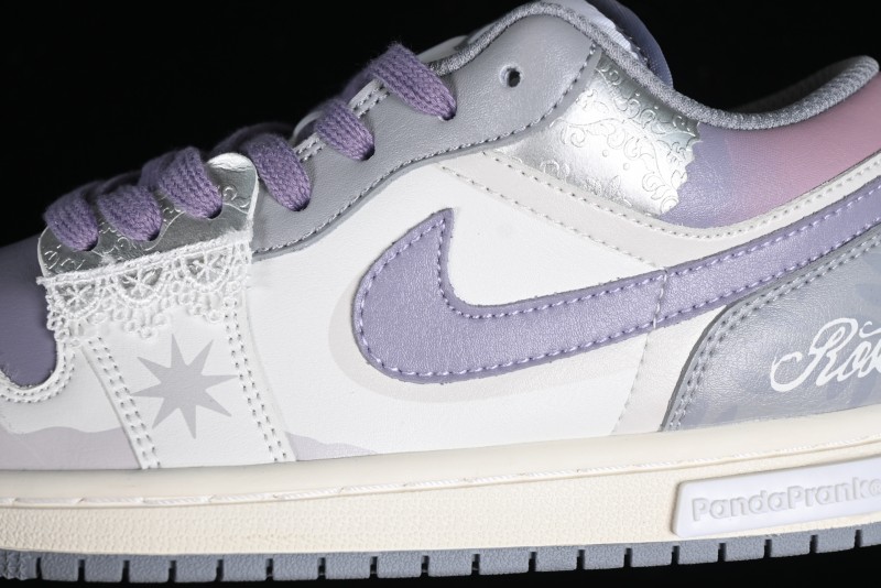 Nike Air Jordan 1 Low AJ1 Retro Basketball Shoes with Panda Mischief Modern Floral Design - 553560-053