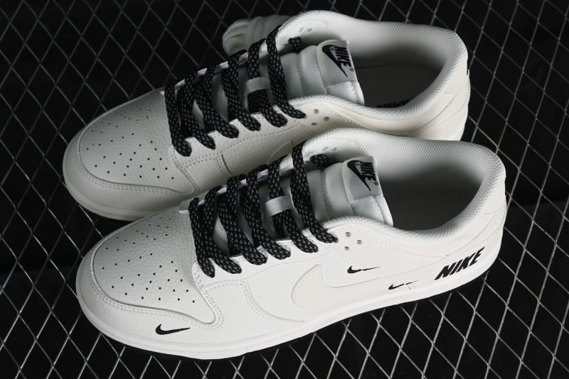 Nike SB Dunk Low Collaboration Three Swooshes Beige Black Color Low Top Casual Skateboarding Shoes - NK5639-321