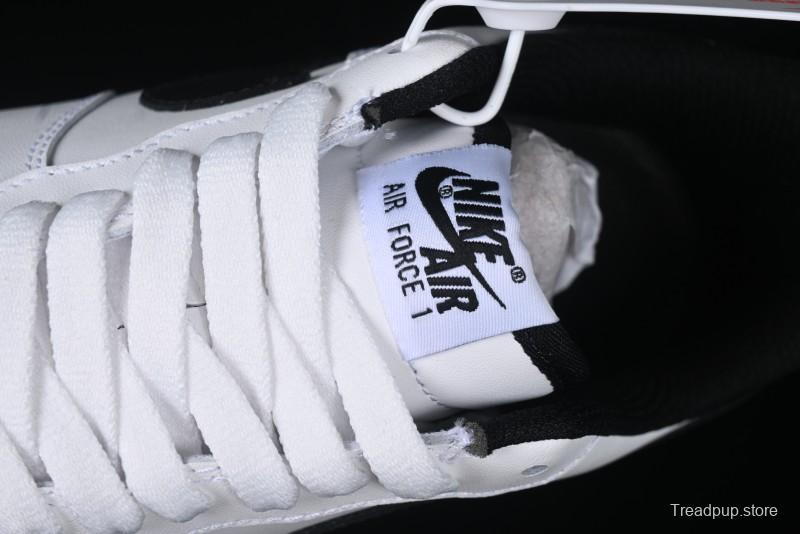 Nike Air Force 1 '07 Low White Black Swoosh Casual Sneakers - 315122-103