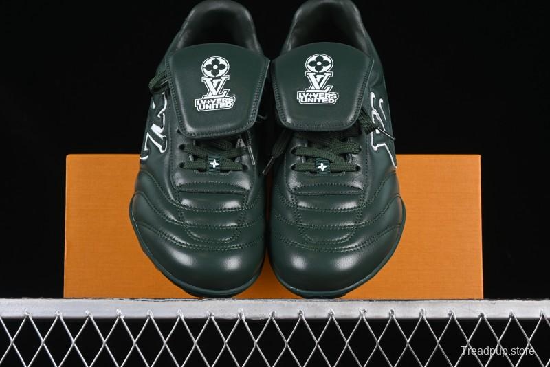 Louis Vuitton Footprint Soccer 2025 Spring Summer Collection Round Toe Lace-Up Low Top Lifestyle Casual Shoes - D.GREEN