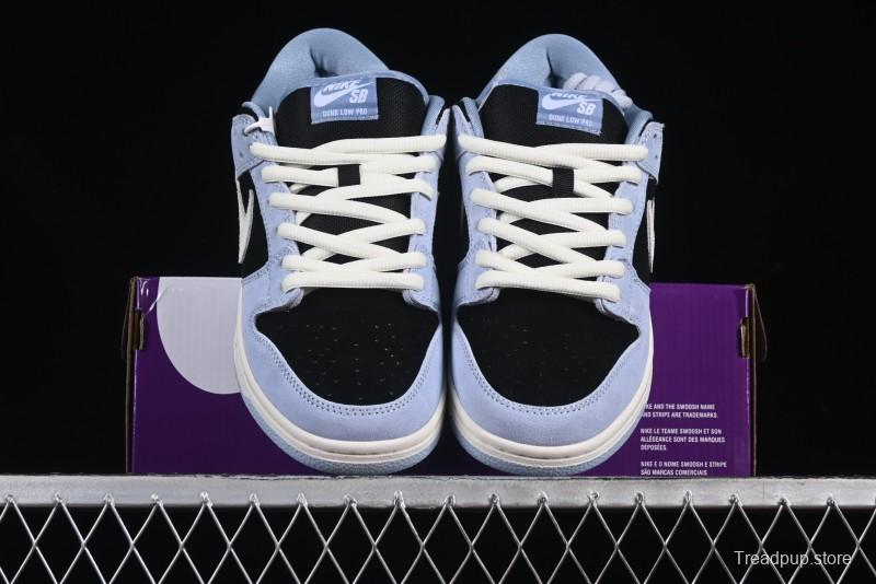 Nike SB Dunk Low Aluminum Skateboarding Shoes with Black Blue White Swoosh - HF3063-400