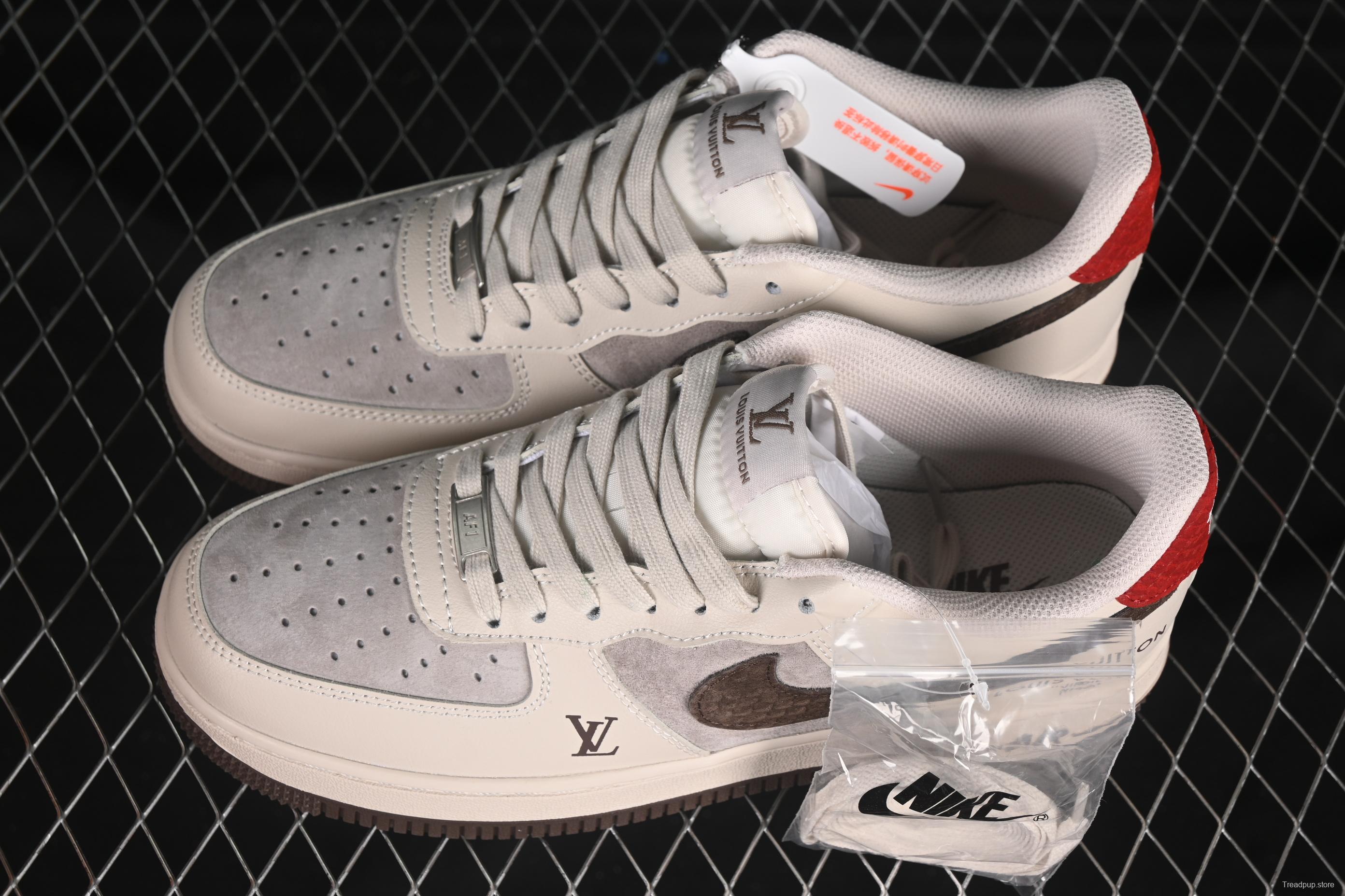 Nike Air Force 1'07 Low LV Collaboration Tan Brown Red Sole Casual Sneakers - XX3168-129