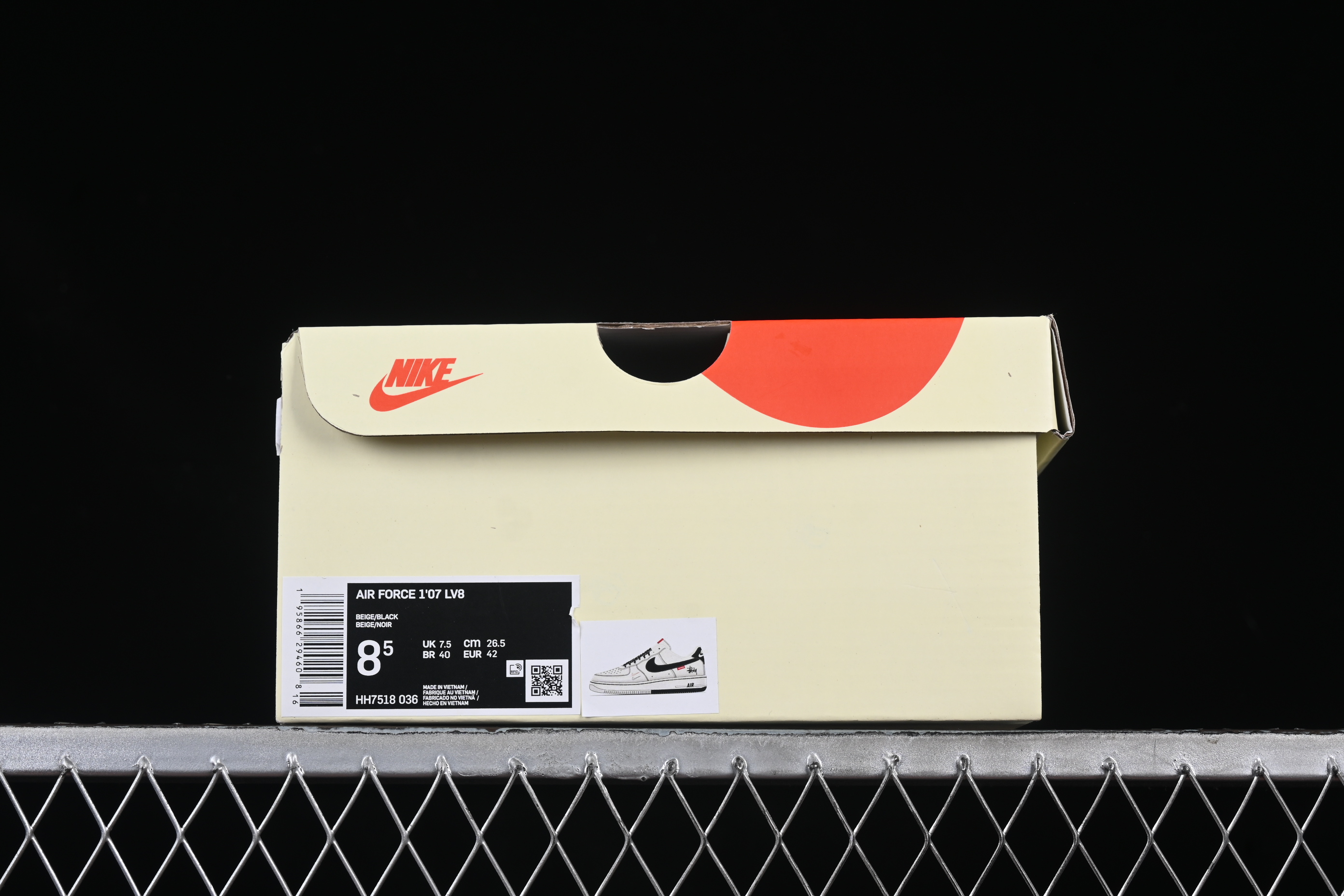 Nike Air Force 1 '07 Low Stussy Collaboration Black Dual-Tone Embroidery Casual Sneakers - HH7518-036
