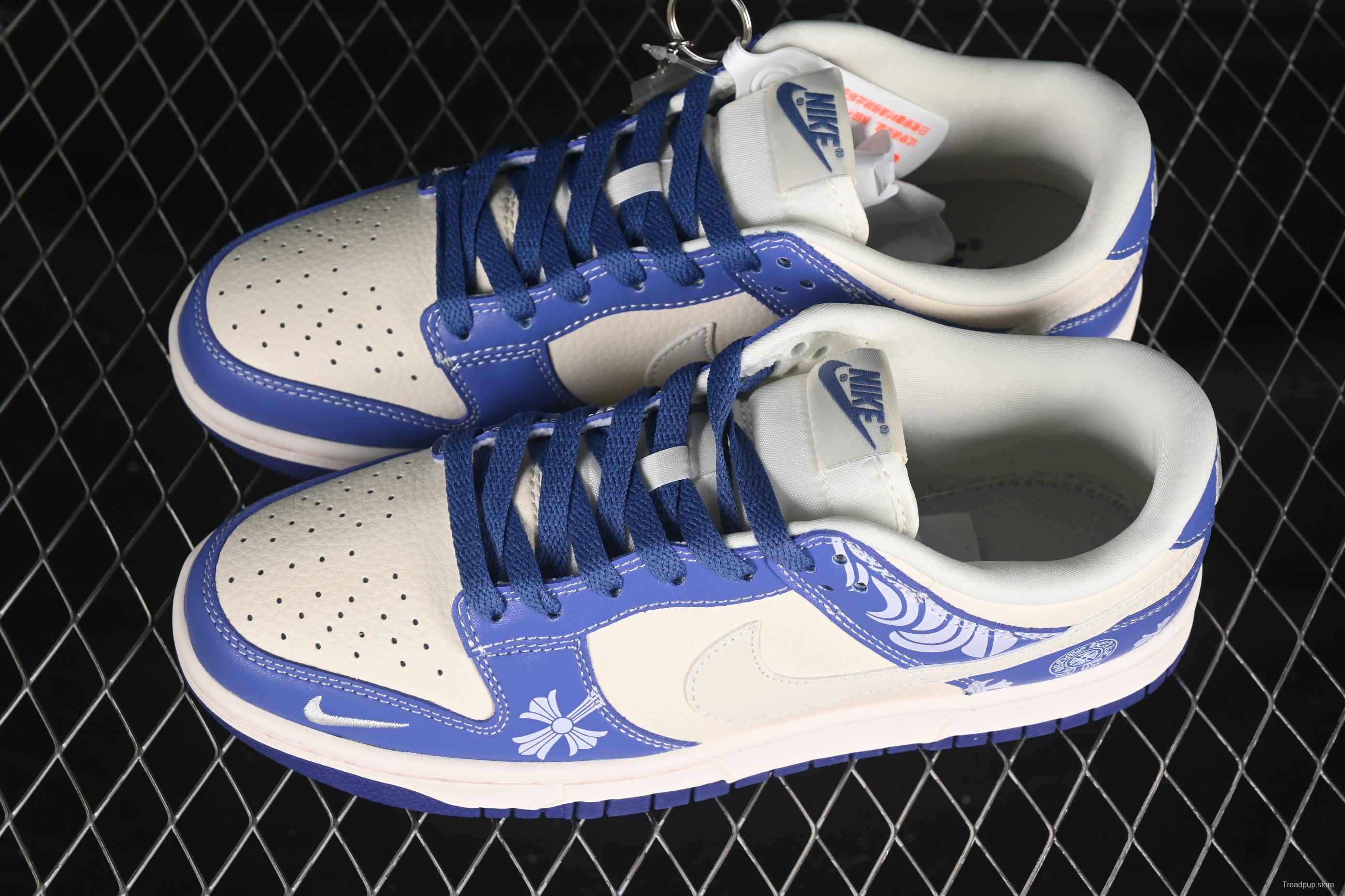 Nike SB Dunk Low Chrome Hearts Collaboration Horseshoe Print White Swoosh Anniversary Custom Low-Top Casual Skate Shoes - KK1333-038