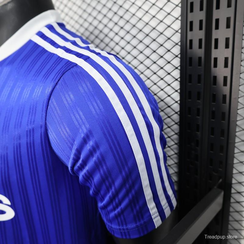 Player Version 2025 Adidas Blue with Striped Design Jersey